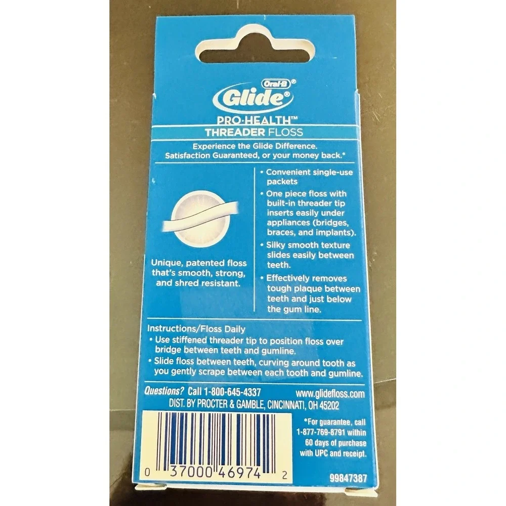 Crest Glide Threader Floss Box Of 30 Single Use Packets New